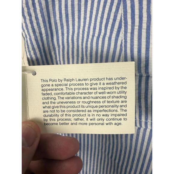 NWT Polo Ralph Lauren Made in USA Seersucker Blue Striped Chino Shorts Sz 38 - Picture 5 of 6